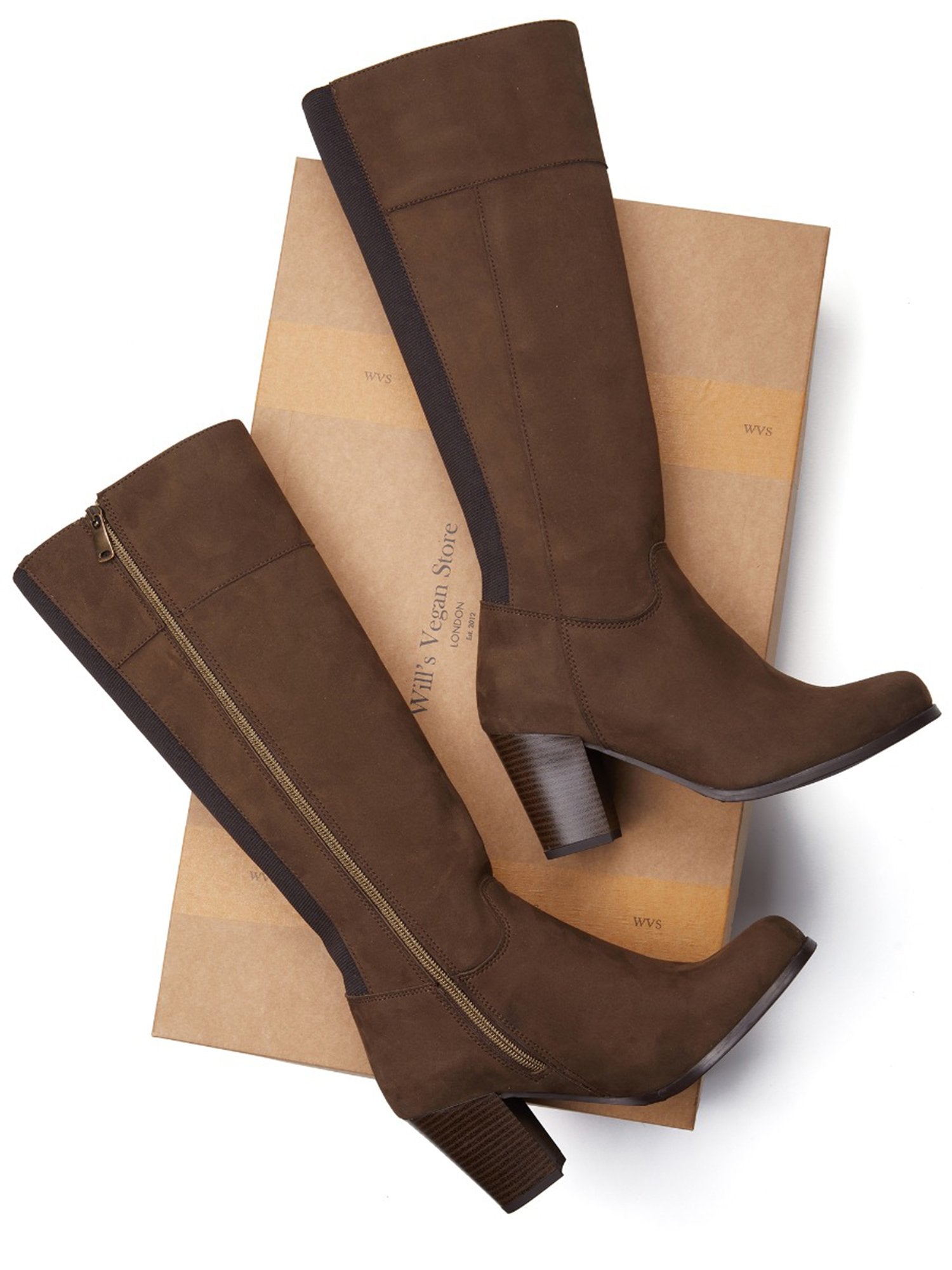 Kniehohe Stiefel mit Absatz | Will's Vegan Shop