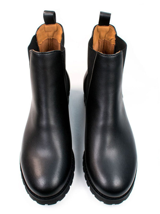 Weit geschnittene Luxe Deep Tread Chelsea-Stiefel | Vegane Stiefel
