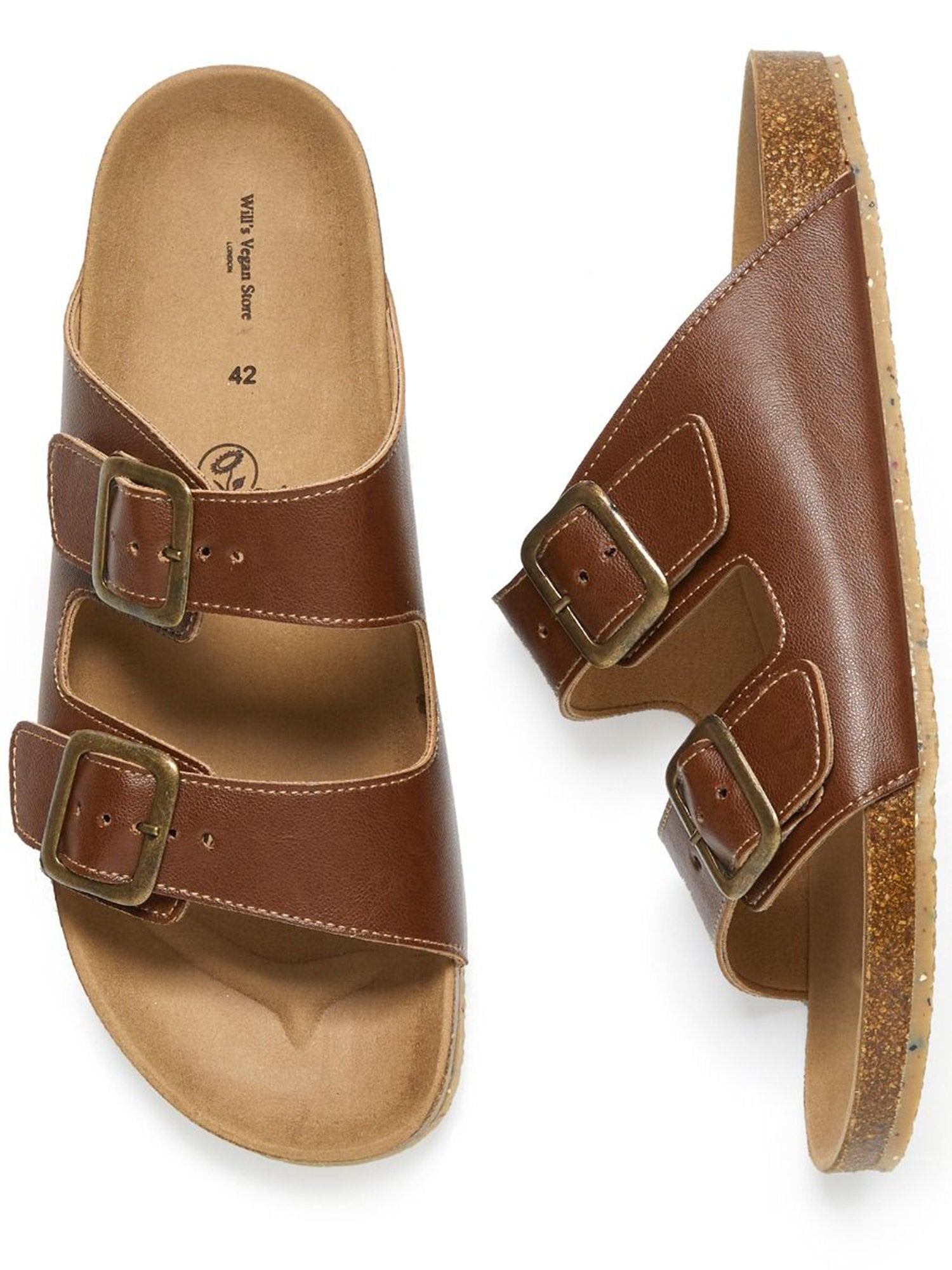 Zwei-Riemen-Fußbett-Sandalen | Will's Vegan Shop